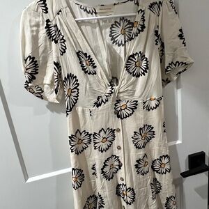 Urban Outfitters Cream and Black Daisy Mini Sundress